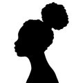 Woman Head Black and White Vector Silhouette. Beautiful Girl Fashionable Haircut style. Simple Elegant Woman Silhouette Royalty Free Stock Photo