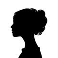 Woman Head Black and White Vector Silhouette. Beautiful Girl Fashionable Haircut style. Simple Elegant Woman Silhouette Royalty Free Stock Photo