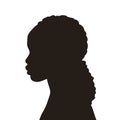 Woman Head Black and White Vector Silhouette. Beautiful Girl Fashionable Haircut style. Simple Elegant Woman Silhouette Royalty Free Stock Photo