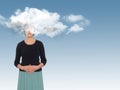 Woman with head in the clouds, daydreaming or creativity concept Royalty Free Stock Photo