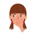 Woman Head and Face with Thoughtful Emotion Touching Her Nose Vector Illustration Royalty Free Stock Photo