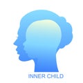 Woman head with inner child inside concept