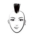 Woman head with punk hairstyle
