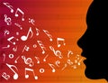 Woman head silhouette with music notes Royalty Free Stock Photo