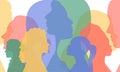 Woman head silhouettes banner. Diverse female profile background. Concept of multicultural and multiethnic diversity, womens