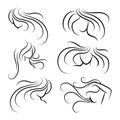 Woman head silhouettes with long hair Royalty Free Stock Photo