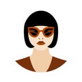 Woman head with sunglasses style Flat front Royalty Free Stock Photo