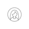 Woman head symbol. Outline female avatar icon. Simple vector