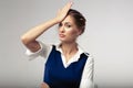 Woman headache failed to upset business Royalty Free Stock Photo