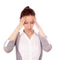 Woman headache isolated white Royalty Free Stock Photo