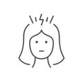 Woman headache line outline icon