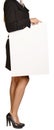 Woman headless holding a blank white board