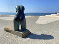 Woman headless sculpture, Sculpture of a female torso on the embankment