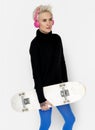 Woman Headphone Sketeboard lifestyle Concept