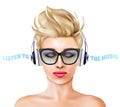 Woman With Headphones Illustration Royalty Free Stock Photo