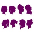 Woman heads in profile. Beautiful female faces profiles Royalty Free Stock Photo