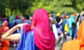 woman with Headscarves during the event in the city