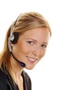 Woman with headset in customer service