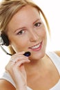 Woman with headset in customer service