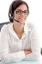 Woman with headset and folded hands Royalty Free Stock Photo