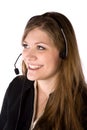 Woman with headset smiling Royalty Free Stock Photo