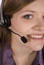 Woman with headset tight crop Royalty Free Stock Photo