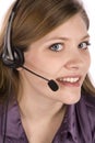 Woman with headset up close Royalty Free Stock Photo