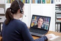 Woman headset video call lawyer Royalty Free Stock Photo