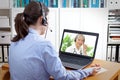 Woman headset video consultation doctor Royalty Free Stock Photo