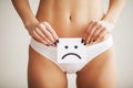 Woman Health Problem. Closeup Of Female With Fit Slim Body In Pa Royalty Free Stock Photo