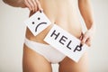 Woman Health Problem. Closeup Of Female With Fit Slim Body In Pa Royalty Free Stock Photo