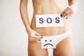 Woman Health Problem. Closeup Of Female With Fit Slim Body In Pa Royalty Free Stock Photo