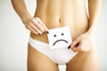 Woman Health Problem. Closeup Of Female With Fit Slim Body In Pa Royalty Free Stock Photo