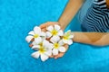 Woman Health. Summer. Spa Flowers Plumeria In Water. Wellness, Royalty Free Stock Photo