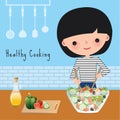 Woman healthy cooking in the kitchen