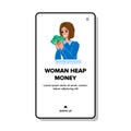 woman heap money vector