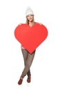 Woman with heart banner Royalty Free Stock Photo