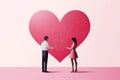 Woman heart connected love romantic background jigsaw valentine piece symbolic red concept romance puzzle Royalty Free Stock Photo