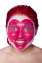 Woman with heart face painting isolated Royalty Free Stock Photo