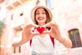 Woman with heart near Romeo and Juliet balcony Royalty Free Stock Photo