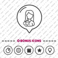 Woman with Heartbeat icon thin line Bonus Icons