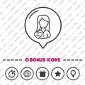 Woman with Heartbeat icon thin line Bonus Icons. Eps10 Vector