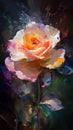 Awe-Inspiring Rose Background with Spontaneous Palette Knife Painted Pixels