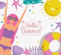 Woman hello summer holiday design