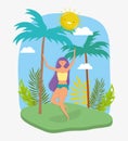 Woman hello summer holiday design