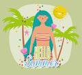 Woman hello summer holiday design