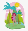 Woman hello summer holiday design