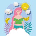 Woman hello summer holiday design