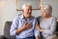 Woman helping her husband with chest pain Royalty Free Stock Photo