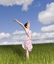 Woman with her arms raised Royalty Free Stock Photo